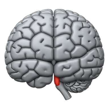 emoji icon of a brain with details of the brain structure and in detailed 3d rendring sticker