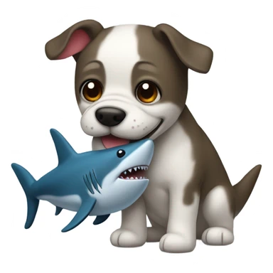 Dog with a shark plushie sticker