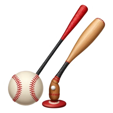A baseball bat standing on it’s end with two baseballs at its base sticker