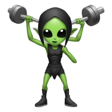 skinny goth alien with a barbell sticker