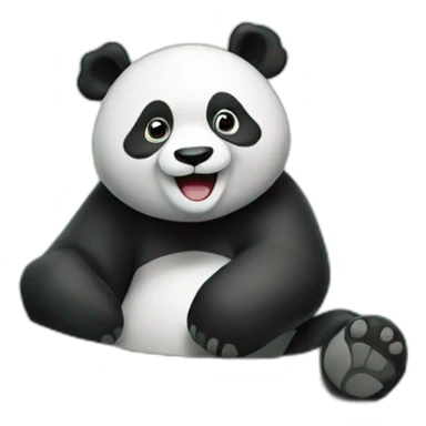 a happy panda with a forest backround sticker