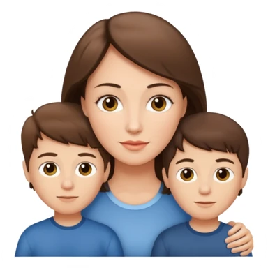  Light brunette beautiful mom with 3 sons sticker