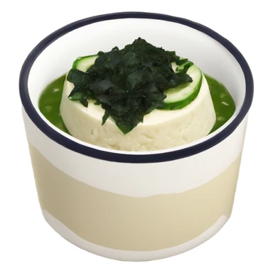 Mashed tofu with sliced cucumbers and brewed seaweed flakes sticker