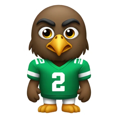 Small eagle with frown face and fat belly and green football jersey sticker