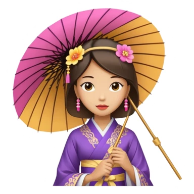 Japanese Princess  with paper umbrella sticker