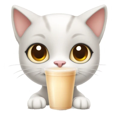 Cute cat drinking milk tea sticker