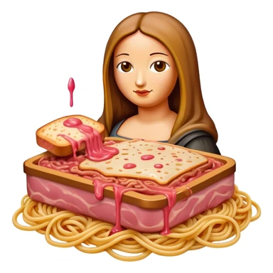  SPAM meat melted pink dripping sauce spaghetti monalisa  sticker