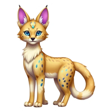 Cute Kawaii Epic Ethereal Sparkly Colorful Sergal-Serval-Caracal-Vernid full body sticker