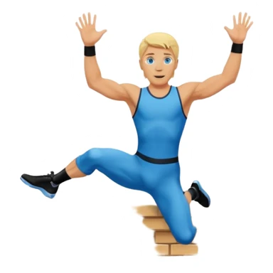Blonde stuntman with blue eyes jumping over a wall sticker