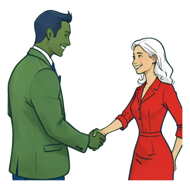 two people meeting sticker