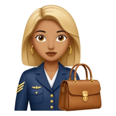 A navy woman's bag sticker