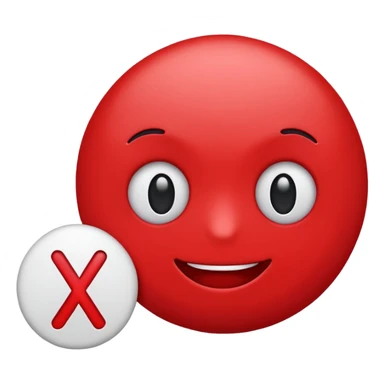 simple X emoticon in red sticker
