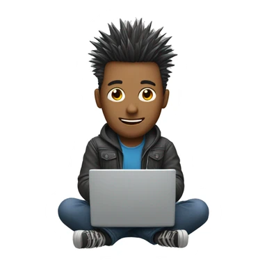 guy with spiky hair with laptop sticker