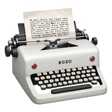 Typewriter typing on paper that says bozo sticker