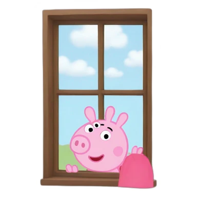 Peppa pig behind a window sticker