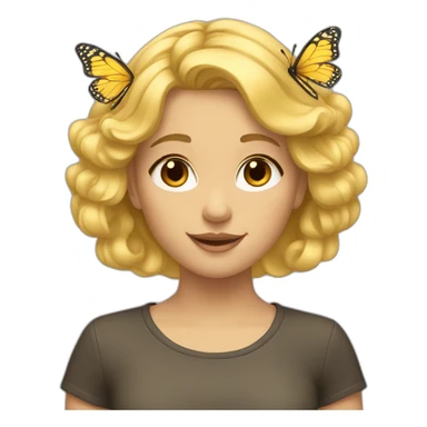 The girl is blond and has butterflies in her hair. sticker