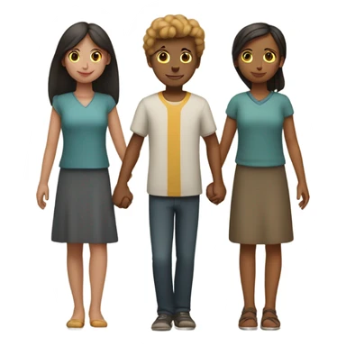 three people holding hands 2 girls 1 boy  sticker