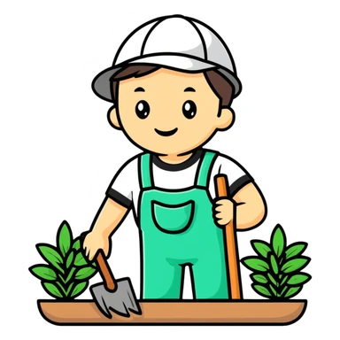 young white gardener sticker