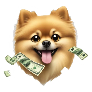 Pomeranian with money raining sticker