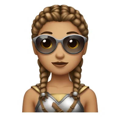 Girl gladiator with French braids, brown hair and sunglasses sticker