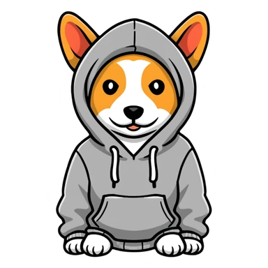 Dog wearing hoodie sticker