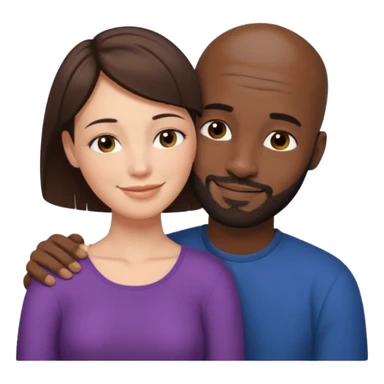 there is a white woman with short brown hair and a black man with no hair and a beard. The woman puts her head on the man's shoulder sticker