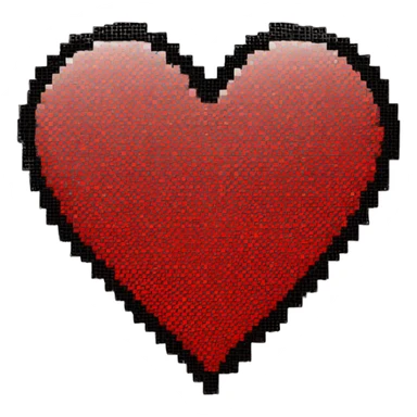 Pixelated red heart with black outline with 2.5d sticker