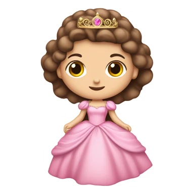 beautiful caucasian brunette princess in pink princess dress sticker