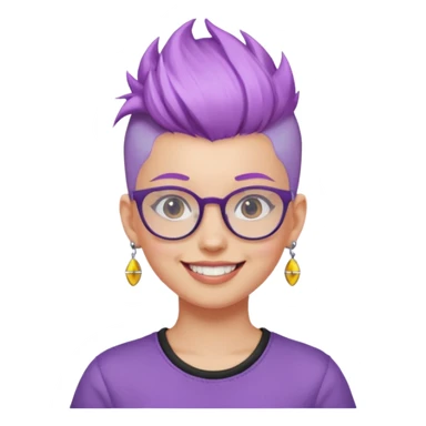 light purple hair girl mohawk with earrings and glassess sticker