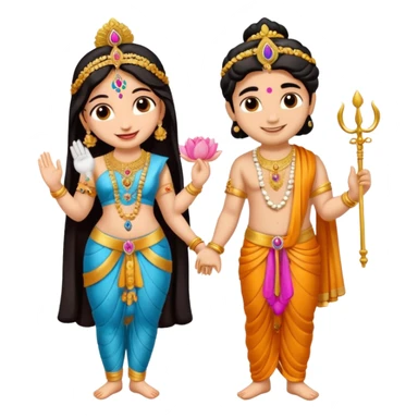 Krishna and Radha cute standing together with fuet sticker