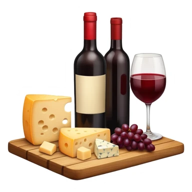 Rotwein und Käse auf ein Holzbrett sticker