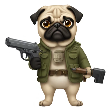 pug with gun sticker