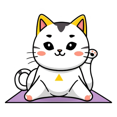 cat in downward dog yoga pose, triangle pose with raised hips sticker