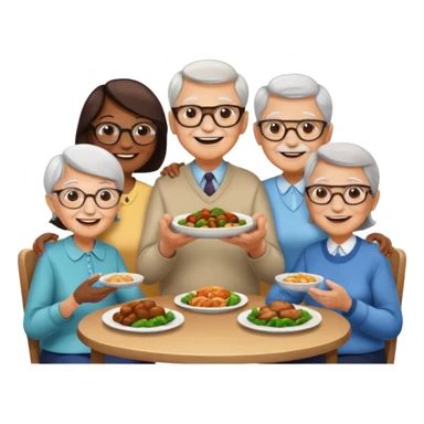 4 elderly people having dinner sticker