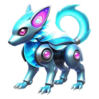  Epic legendary rare mechanical Shiny sparkly transparent bioluminescent luminescent vibrant bright pastel dark exotic iridescent colorful gradients futuristic modern metallic glossy glittery fantasy-cyber-Protogen-Fakémon-Pokémon-Vernid-creature sticker