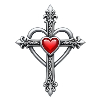 Chrome heart cross sticker