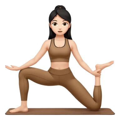 pilates girl in brown set whit black long hair  sticker
