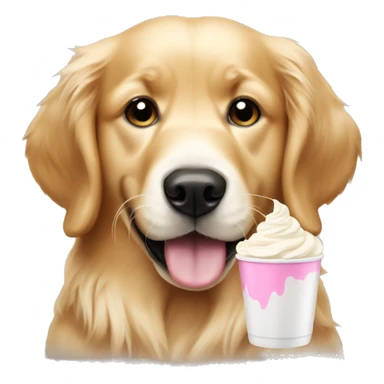Golden retriever eating whipped cream sticker