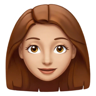 Long brown hair , thin ish brown eyes , long lashes , slightly tanned skin , smallish lips but not stretched out , smiling sticker