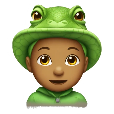 baby wearing a lizard hat sticker