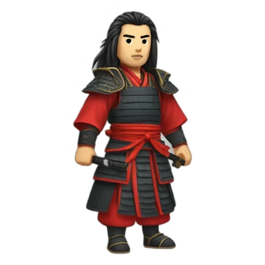 Red - Chinese Samurai - Long Hair sticker
