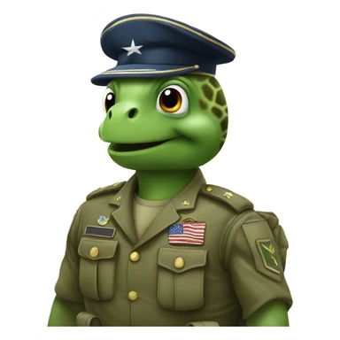 Turtle saluting military sticker