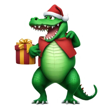 Scary looking Crocodile wearing a Santa outfit carrying a sack of gifts  sticker