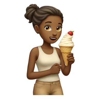 tan girl eating ice cream sticker