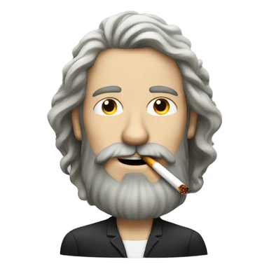 Long haired white man with beard smoking a cigarette  sticker