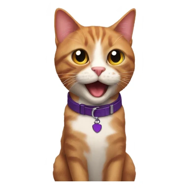A red-haired cat in a purple collar got a little dirty in the black earth sticker