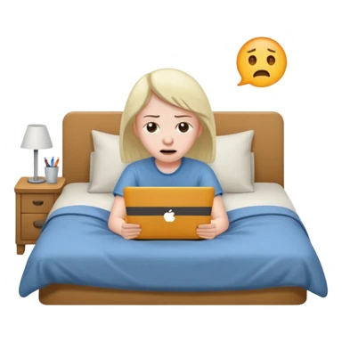 laptop working struggeling in bed sticker