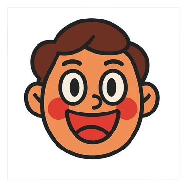 face with eyes wide open, big smile, blushing cheeks, vibrant toon style sticker