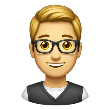 imagen estilizada de un estudiante lleno de libros y muy alegre sticker