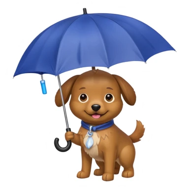 dog holding an umbrella sticker